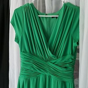 Cap sleeve green ruched detail chadwicks dress